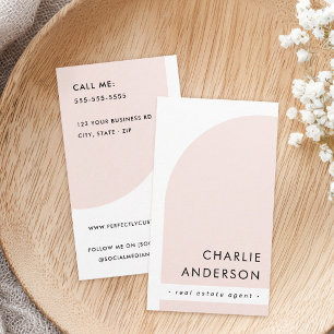 Carte De Visite Arche minimaliste moderne blanc clair rose