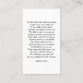 Carte De Visite Arched Photo Funeral Sympathy Prayer (Dos)