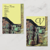 Carte De Visite ARCHEO /Antiquaire, Archéologie Monogramme, Vert J (Devant / Derrière)