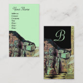 Carte De Visite ARCHEO /Antiquaire, Archéologie Monogramme, Vert N (Devant / Derrière)