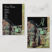 Carte De Visite ARCHEO /Antiquaire, Archéologie Monogramme, Vert N (Devant / Derrière)