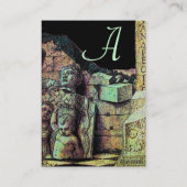 Carte De Visite ARCHEO /Antiquaire, Archéologie Monogramme, Vert N (Dos)