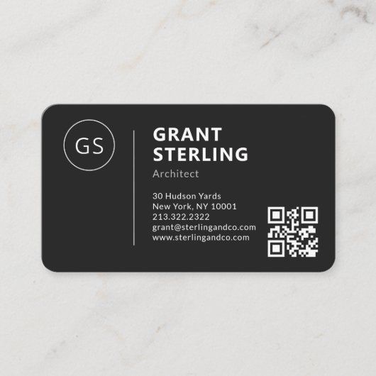Carte De Visite Architect Black Logo QR Code Professional (Devant)