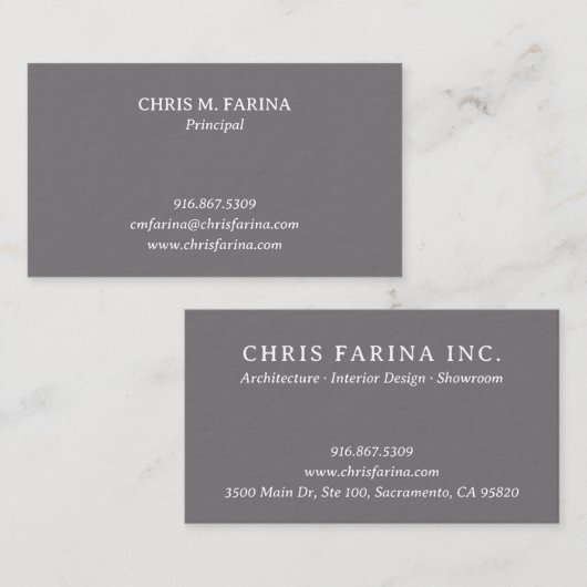 Carte De Visite Architect Firm Business Card in Fossil Gray (Devant / Derrière)