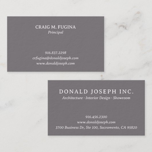 Carte De Visite Architect Firm Business Card in Fossil Gray (Devant / Derrière)