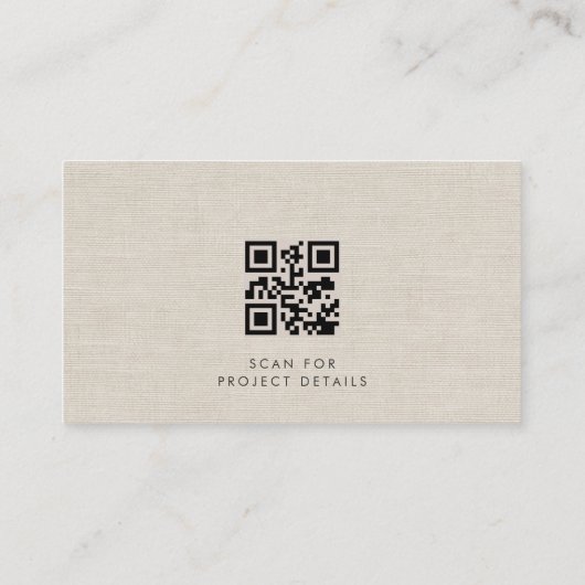 Carte De Visite Architect Luxury Neutral Linen QR Code (Dos)