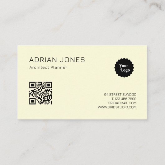 Carte De Visite Architect Professional Branding Qr Code noir (Dos)