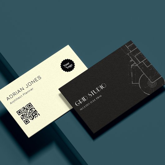 Carte De Visite Architect Professional Branding Qr Code noir