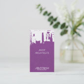 Carte De Visite Architect Upside Downtown Skyline Metallic Grape (Debout devant)