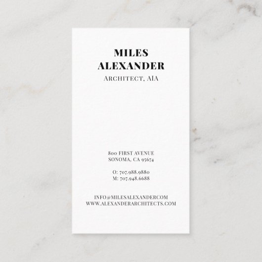 Carte de visite architecte (Dos)