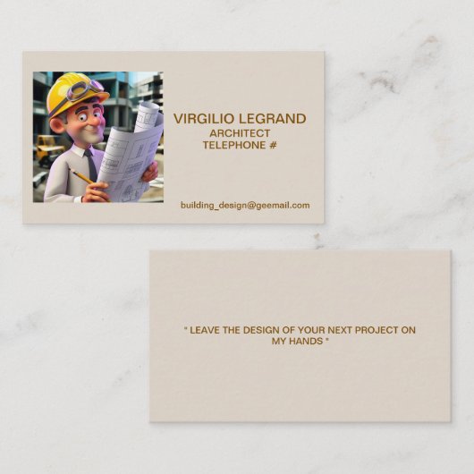 CARTE DE VISITE " ARCHITECTE " (Devant / Derrière)