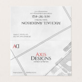 Carte De Visite Architecte Blanc Extérieur Noir Intérieur Bleu Art (Extérieur déplié)