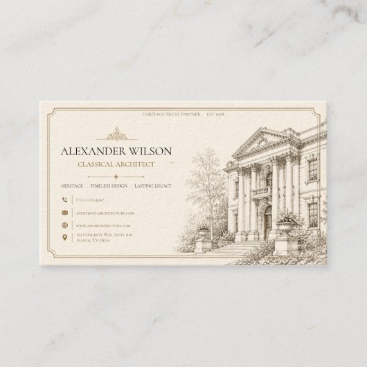 Carte De Visite Architecte Classique Patrimoine (Devant)