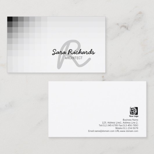 Carte De Visite Architecte Compétences de construction Monogramme  (Devant / Derrière)