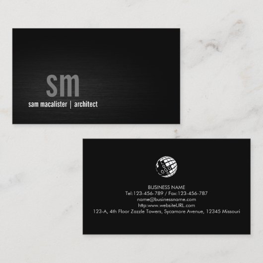 Carte De Visite Architecte Construction bâtiment Monogram (Devant / Derrière)