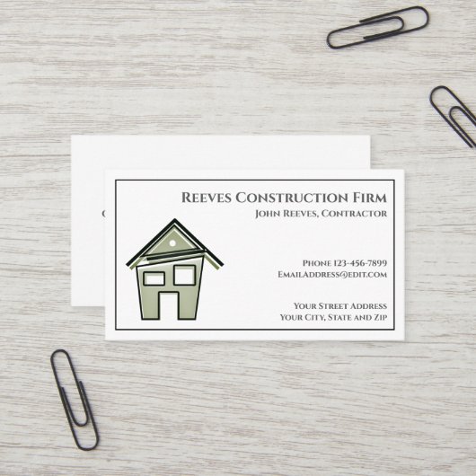 Carte de visite architecte de Contrat de construct (Devant/Arrière en situation)