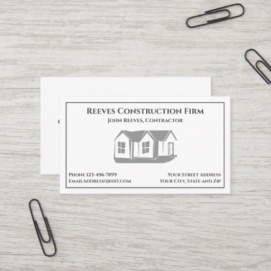 Carte de visite architecte de Contrat de construct (Devant/Arrière en situation)