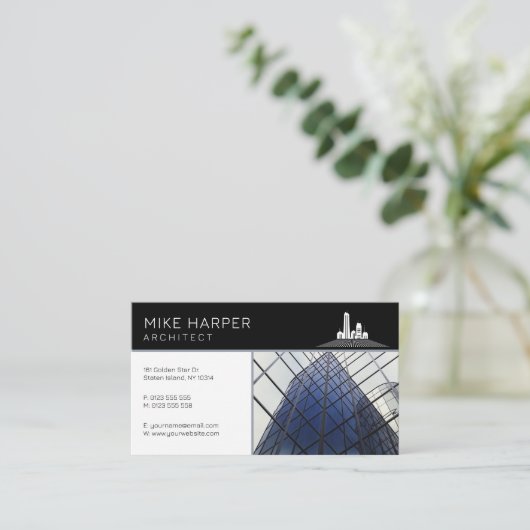 Carte De Visite Architecte | Designs d'architecture noir blanc (Debout devant)
