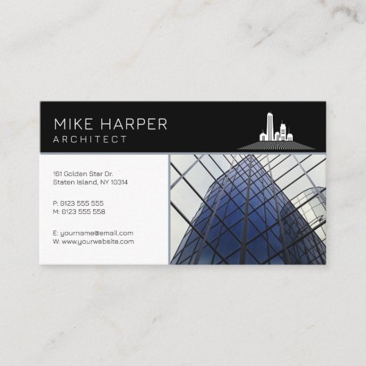 Carte De Visite Architecte | Designs d'architecture noir blanc (Devant)