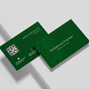 Carte De Visite Architecte Entrepreneur de bâtiment Dark Green Qr