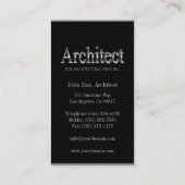 Carte De Visite Architecte frontières noires/argentées de 3D (Dos)