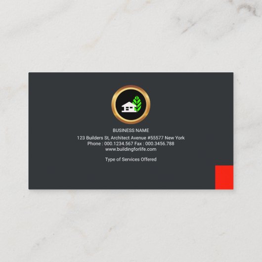 Carte De Visite Architecte gris de constructeur de brique de (Dos)