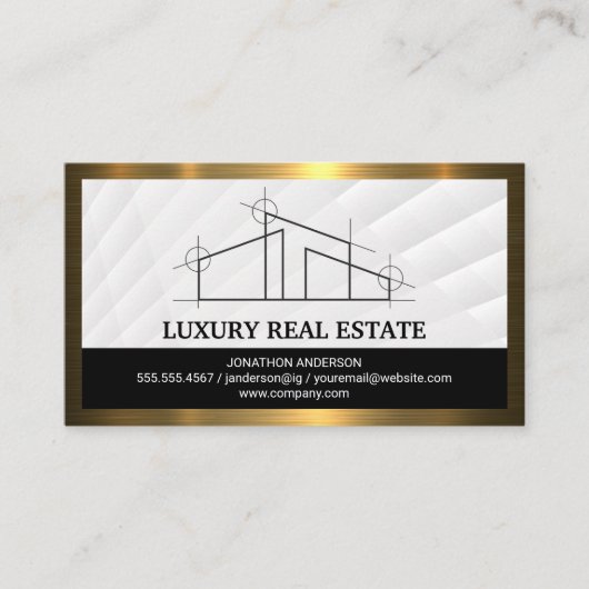 Carte De Visite Architecte immobilier | Bordure métal or (Devant)