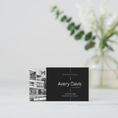 Carte De Visite Architecte moderne à 2 faces Noir & Plan (Debout devant)