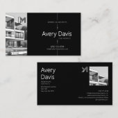 Carte De Visite Architecte moderne à 2 faces Noir & Plan (Devant / Derrière)