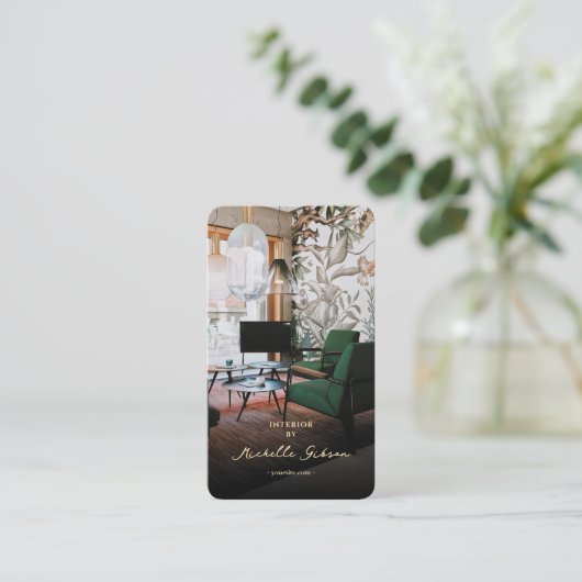 Carte De Visite Architecte Moderne Concepteur Intérieur Monogramme (Debout devant)