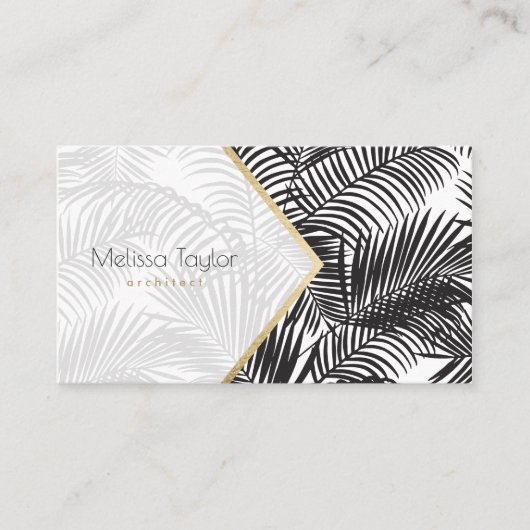 Carte De Visite Architecte moderne de palmier noir blanc (Devant)
