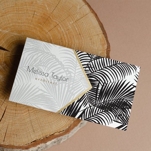 Carte De Visite Architecte moderne de palmier noir blanc