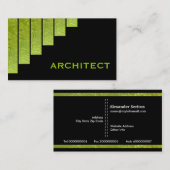 Carte De Visite Architecte moderne vert, noir rayures verticales (Devant / Derrière)