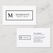 Carte De Visite Architecte Monogram Black White Professional (Devant / Derrière)