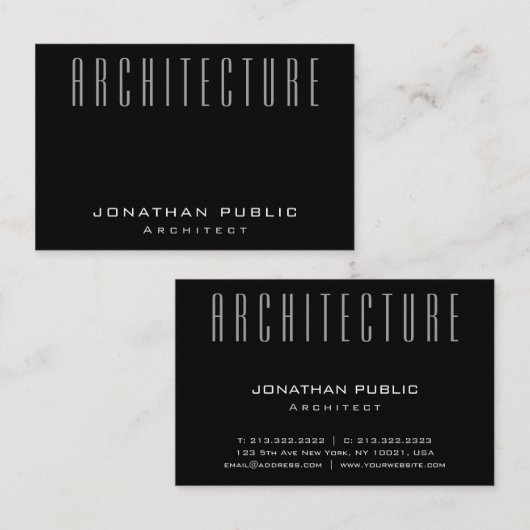 Carte De Visite Architecte Plain Architecture Moderne Elégant Luxe (Devant / Derrière)