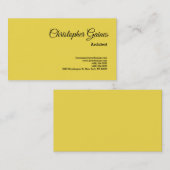 Carte De Visite Architecte Plaine Jaune Classique Professionnel (Devant / Derrière)