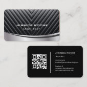 Carte De Visite Architecte Professional Black Silver Metal QR Code (Devant / Derrière)