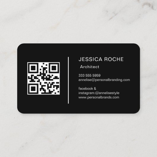 Carte De Visite Architecte Professional Black Silver Metal QR Code (Dos)