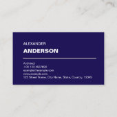 Carte De Visite Architecte Professionnel Moderne Bleu Marine (Dos)