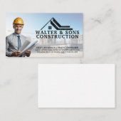 Carte De Visite Architecte tenant des plans | Site de construction (Devant / Derrière)