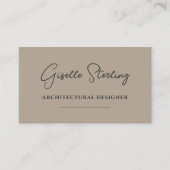Carte De Visite Architectura Designer Neutral Taupe Script QR Code (Devant)