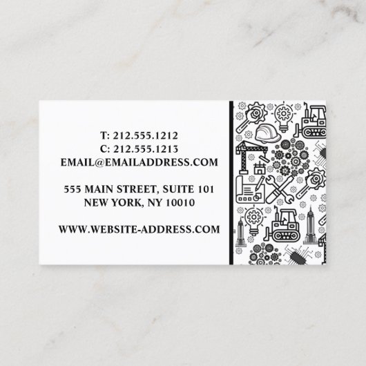 Carte De Visite Architectural Blueprint Engineer Motif (Dos)