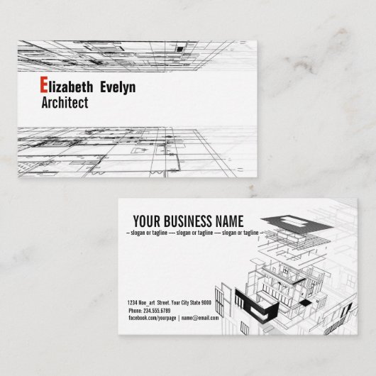 Carte De Visite Architecture arrière - plan 001 (Devant / Derrière)
