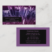 Carte De Visite Architecture au néon pourpre fraîche de ville (Devant / Derrière)