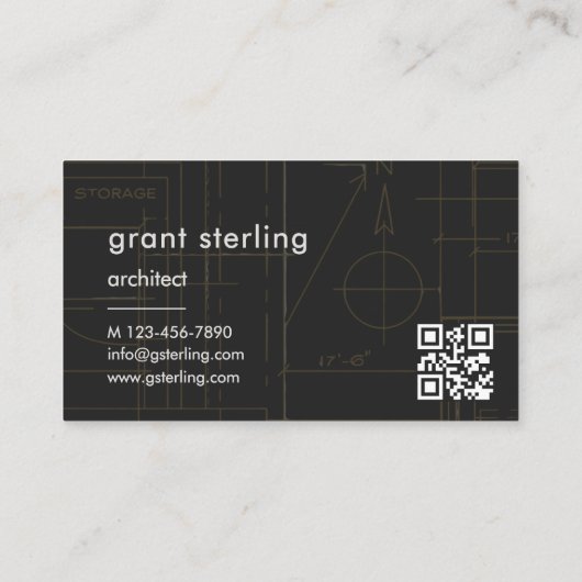 Carte De Visite Architecture Black QR Code (Dos)