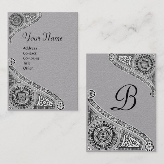 Carte De Visite ARCHITECTURE DE RENAISSANCE MONOGRAM noir blanc gr (Devant / Derrière)