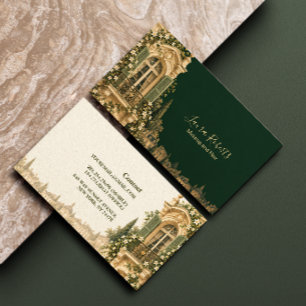 Carte De Visite Architecture française élégante Vert forêt