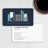 Carte De Visite Architecture géométrique gris bleu foncé