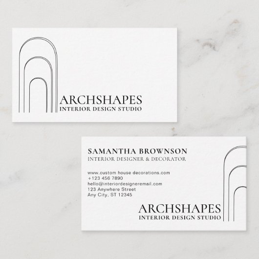 Carte De Visite Architecture Geometry Designer intérieur blanc (Devant / Derrière)