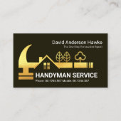 Carte De Visite Architecture Gold Handyman Rooftop Hammer (Devant)